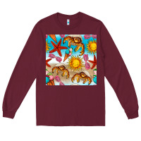 Burgundy beach seamless pattern Long Sleeve Tee - BundleAndBundleShop