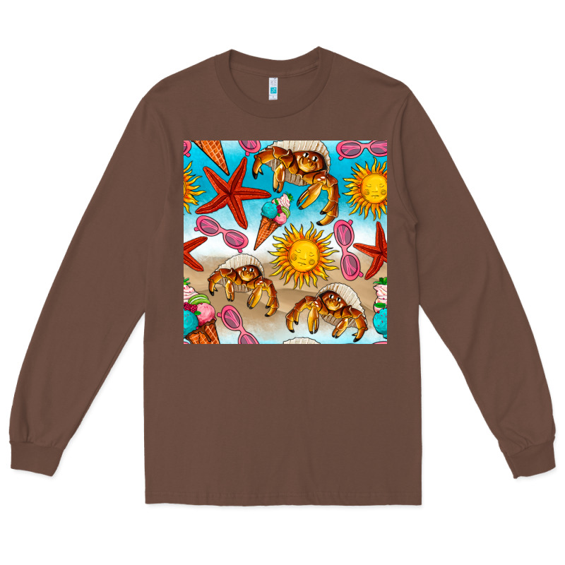 Beach Seamless Pattern Long Sleeve Tee by BundleAndBundleShop | Teevron