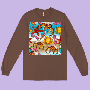 Beach Seamless Pattern Long Sleeve Tee Designed By Bundleandbundleshop