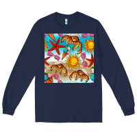 Navy beach seamless pattern Long Sleeve Tee - BundleAndBundleShop