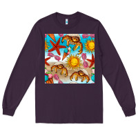 Plum beach seamless pattern Long Sleeve Tee - BundleAndBundleShop