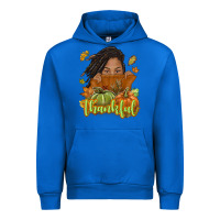Cobalt Thankful Fall with black girl Urban Hoodie - NancyCooperArtShop