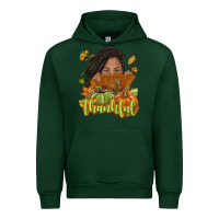 Forest Green Thankful Fall with black girl Urban Hoodie - NancyCooperArtShop