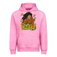 Fuchsia Pink Thankful Fall with black girl Urban Hoodie - NancyCooperArtShop