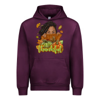 Mauve Wine Thankful Fall with black girl Urban Hoodie - NancyCooperArtShop