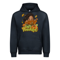 Navy Thankful Fall with black girl Urban Hoodie - NancyCooperArtShop