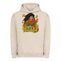 Pigment French Oak Thankful Fall with black girl Urban Hoodie - NancyCooperArtShop