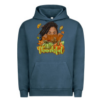 Pigment Midnight Navy Thankful Fall with black girl Urban Hoodie - NancyCooperArtShop