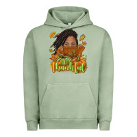 Pigment Oil Green Thankful Fall with black girl Urban Hoodie - NancyCooperArtShop