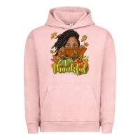 Pigment Salmon Thankful Fall with black girl Urban Hoodie - NancyCooperArtShop