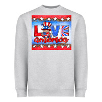 Heather Grey love america gnome Heavyweight Sweatshirt - HRA Design Shop