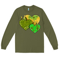 Army Green st patricks day hearts Long Sleeve Tee - AdoDesignShop
