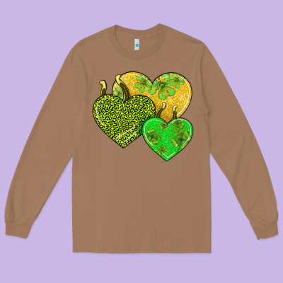 St Patricks Day Hearts Long Sleeve Tee Designed By Adodesignshop