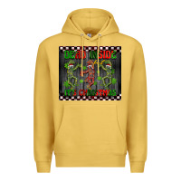 Antique Gold dead inside but it's Christmas dancing skeletons Premium Hoodie - BarkalooDesign