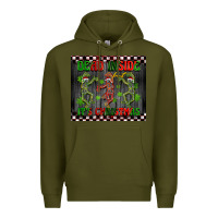 Army Green dead inside but it's Christmas dancing skeletons Premium Hoodie - BarkalooDesign