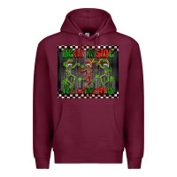 Burgundy dead inside but it's Christmas dancing skeletons Premium Hoodie - BarkalooDesign