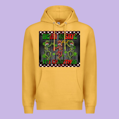 Dead Inside But It's Christmas Dancing Skeletons Premium Hoodie Designed By Barkaloodesign