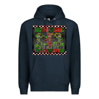 Navy dead inside but it's Christmas dancing skeletons Premium Hoodie - BarkalooDesign