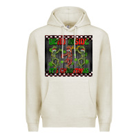 Oatmeal Heather dead inside but it's Christmas dancing skeletons Premium Hoodie - BarkalooDesign