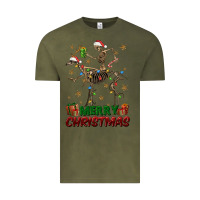 Vintage Olive merry christmas deer skeleton Vintage Tee - FaDigitalArtStudio