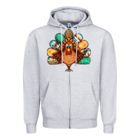 Heather Grey thanksgiving turkey Zipper Hoodie - Jasminsmagicworld