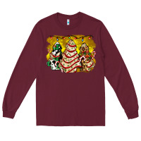 Burgundy christmas tree cake and christmas pattern ado Long Sleeve Tee - AdoDesignShop