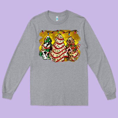 Christmas Tree Cake And Christmas Pattern Ado Long Sleeve Tee Designed By Adodesignshop