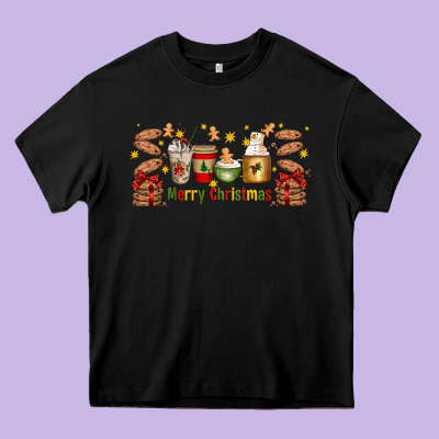 Christmas Coffee Cups Heavy Core Tee Designed By Artiststas