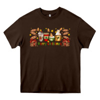 Chocolate Brown Christmas coffee cups Heavy Core Tee - Artiststas