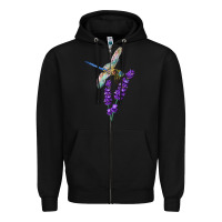 Black Dragonfly With Lavender Zipper Hoodie - LillyAllenDesigns
