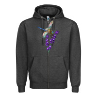 Charcoal Heather Dragonfly With Lavender Zipper Hoodie - LillyAllenDesigns