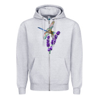 Heather Grey Dragonfly With Lavender Zipper Hoodie - LillyAllenDesigns