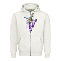 Oatmeal Heather Dragonfly With Lavender Zipper Hoodie - LillyAllenDesigns
