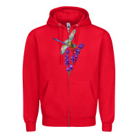 Red Dragonfly With Lavender Zipper Hoodie - LillyAllenDesigns