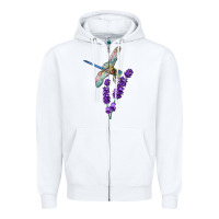 White Dragonfly With Lavender Zipper Hoodie - LillyAllenDesigns
