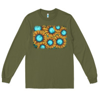 Army Green sunflower gemstone background Long Sleeve Tee - JahusDesignShop
