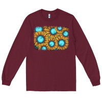 Burgundy sunflower gemstone background Long Sleeve Tee - JahusDesignShop