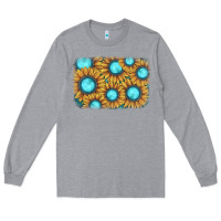 Heather Grey sunflower gemstone background Long Sleeve Tee - JahusDesignShop