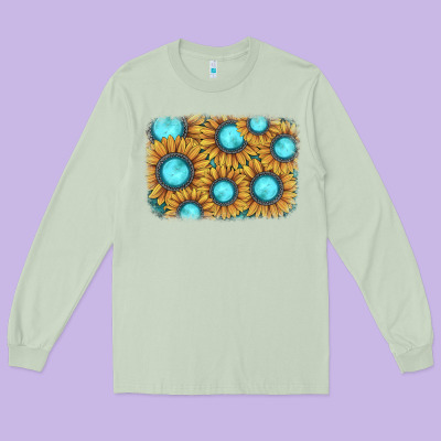 Sunflower Gemstone Background Long Sleeve Tee Designed By Jahusdesignshop