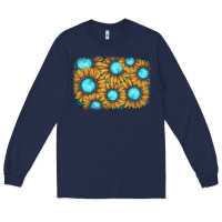 Navy sunflower gemstone background Long Sleeve Tee - JahusDesignShop