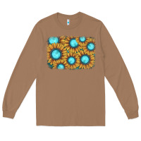 Toasted Coconut sunflower gemstone background Long Sleeve Tee - JahusDesignShop