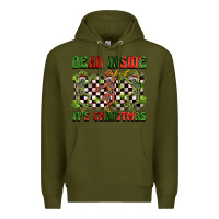 Army Green dead inside but it's christmas dancing skeletons Premium Hoodie - BarkalooDesign