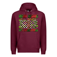 Burgundy dead inside but it's christmas dancing skeletons Premium Hoodie - BarkalooDesign