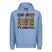 Colony Blue dead inside but it's christmas dancing skeletons Premium Hoodie - BarkalooDesign