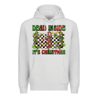 Dove Grey dead inside but it's christmas dancing skeletons Premium Hoodie - BarkalooDesign