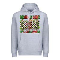 Heather Grey dead inside but it's christmas dancing skeletons Premium Hoodie - BarkalooDesign