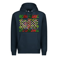 Navy dead inside but it's christmas dancing skeletons Premium Hoodie - BarkalooDesign