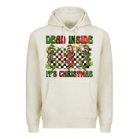 Oatmeal Heather dead inside but it's christmas dancing skeletons Premium Hoodie - BarkalooDesign