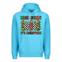 Ocean Blue dead inside but it's christmas dancing skeletons Premium Hoodie - BarkalooDesign