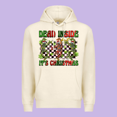 Dead Inside But It's Christmas Dancing Skeletons Premium Hoodie Designed By Barkaloodesign